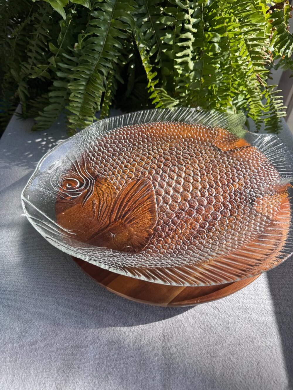 Vintage Arcoroc France Large Glass Fish Platter, Poisson Serving Dish